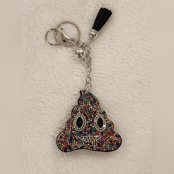 Accessories - Multicolor Colorful Rhinestone Poo Emoji Keychain Bag Charm